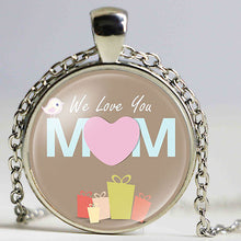 Fashion Silver Plated Love Mom Heart Glass Long Necklace Women Daughter Bir