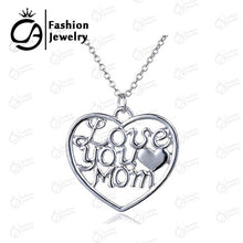 Wholesale LOVE YOU MOM Heart Pendant Necklace Jewelry Gift 20pcs/Lot #LN114