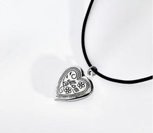 MOM Birthday Gift Photo Settings Black Leather Chain Floating Locket Heart