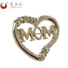 MZC Small Exquisite Silver Plated Heart Love MOM Brooch Vintage Brooches fo