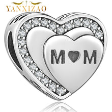 YANXIZAO 925 Silver MOM girl Shape Love Fit Pandora Bracelet Charms Beads D