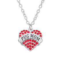 New Fashion 2017 Hotsale Heart In Rhinestone Charm Pug Mom Necklaces Jewelr