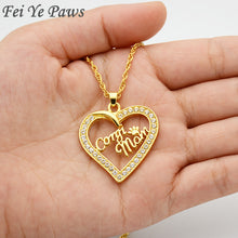 Drop Shipping Corgi Mom Crystal Zircon Heart Pendant Maxi Necklace Boho Dog