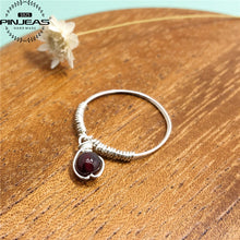 925  Rings 2pcs handmade wire wrapped genuine blood red simple  beads Penda
