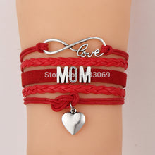 Drop Shipping Infinity Love Mom Bracelets Heart Charm Handmade Velvet Wax R