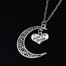 Bespmosp Charm Bride Mother Gift Hollow Moon Heart Crystal Pendant Necklace
