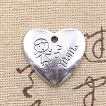 10pcs Charms heart mom children 21*20mm Tibetan Silver Pendant Findings Acc