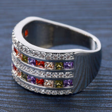 2017 New Fashion Women Lady Colorful Rhinestone Crystal 5 Layer Big Rings M
