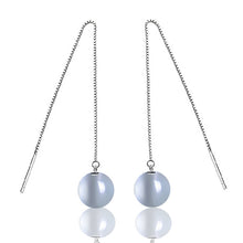 YYW New Fashion Women Mom 8mm White Opal Cat Eye Long Thread String Through