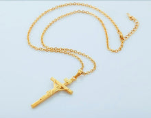 Real Golden Filled Crucifix Jesus Cross Pendant Jupiter Ascending Cross Nec