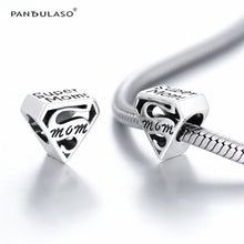 Pandulaso Super Mom Heart Beads DIY Jewelry Fit  Charms Silver 925 Original
