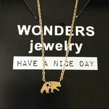 Mom Jewelry Hollows North Star Bear Pendant Women Necklace Gold Color Stain