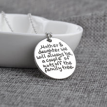 Mother Daughter Jewelry Round Letter Engraved Disc Pendant Necklace Mother'