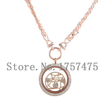 TDIYJ Fashion Rose Gold Stainless Steel 38mm Double Crystal Glass Memory Lo