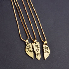 Mother & Daughter Necklace"little sis mom big sis" Broken Heart Shaped Pend