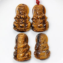 Fine Carving Natural Chinese Yellow Tiger eye Stone Buddha Pendant Lucky A