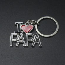 Bespmosp Vintage I Love MOM PAPA Red Heart Keyrings Keychain Family Party F