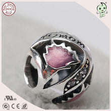Good Quality Famous 925  Authentic  Silver Pink Enamel And Engraving Love M
