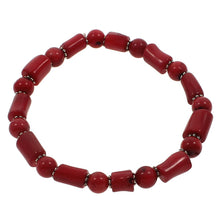 YYW Women Mom Jewelry Fashion Deep Red Natural Coral Bracelet 6.5"/16cm Len
