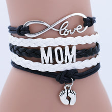 Fashion Antique Silver Family Wristband Charm Bracelets For Women Mom Love