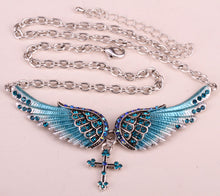 Angel wing cross necklace earrings sets women biker jewelry birthday gifts