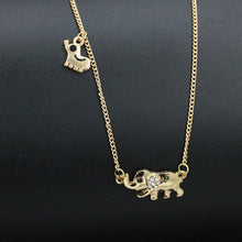 Elephant Mom Baby Pendants Necklaces Women Double Charm Crystal Animal Chok