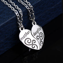 2PC Silver Plated Mother Daughter Necklace Silver Heart Love Mom Necklaces