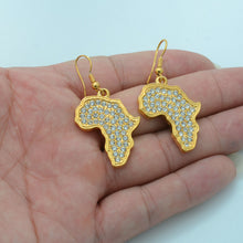 Anniyo Rhinestone Africa Map Earrings for Women/Girl,Gold Color Trendy Afri