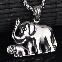 2017 New Fashion Double Elephant Charms Punk Pendant Maxi Necklace Stainles
