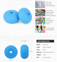 TYRY.HU Big Abacus Beads 50pc Loose Beads Food Grade Silicone Chewable Neck