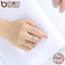 BAMOER 925 Sterling Silver Stackable Heart ,Crown ,Selfless Mom Ring for Wo