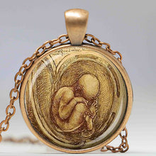 leonardo da vinci necklace pregnancy fetus pendant doctor midwife gift for