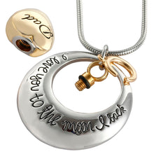 Unisex Mom and Dad pendant  I Love You To The Moon And Back memorial cremat