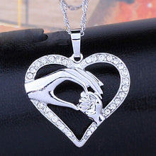 Fashion Heart Necklaces Jewelry Crystal Hand in Hand Love Mom Mother And Ch