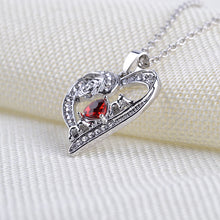 Love Heart MOM Pendant Necklace Carved  Flower Red Crystals Necklaces For M
