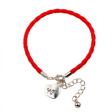 New Arrival Fashion Charm Red Braided Leather Bracelet Love Heart Mom Pulse