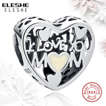 ELESHE 2017 Mothers Day Gift I LOVE YOU MOM Heart Charms Beads Fit Pandora