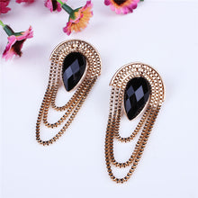 Egypt Hyperbole Vintage Fashion Earrings Retro Fan shaped With Black Crysta