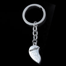 2PC Mom Daughter Heart shaped Charm Pendant Keychain Keyring Mother's Day G