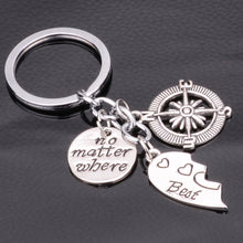 Mother Daughter Best Friends BFF No Matter Where Heart Compass Pendant Keyr