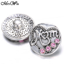 10pcs/lot Mrs Win Snap Jewelry LOVE MOM Snap 18MM Buttons fit Snap Bracelet