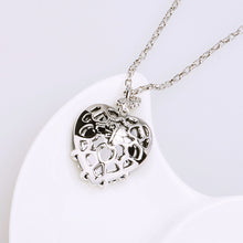 YFN Fashion Women Necklace Four Leaf Clover & Love Heart Blue Austrian Crys