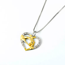 GNX11957 100% Real Pure 925 Sterling Silver Crystal Love Heart Necklace Mom