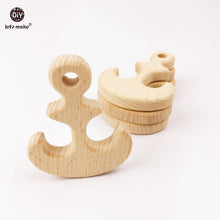 Let's Make baby teething 5PCS BPA free beech wooden teether animal anchor m