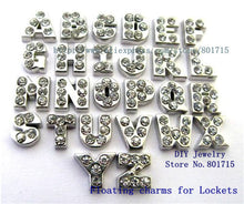 26pcs alloy and rhinestone floating living charms letters 5 8mm for living
