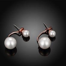 2017 New arrivals double pearl white pearl drop earrings rose gold hot sale