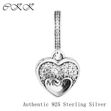 CKK 925 Sterling Silver Charms Pendants I Love My Mom, Clear CZ Fit Charm B