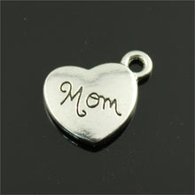 35pcs 15*18mm 2 Colors Antique Silver, Antique Bronze Double Sided Heart Mo
