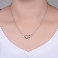 Eudora 100% Real 925 Sterling Silver Mom Love Baby Angel Wings Heart Penda