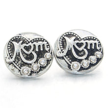 10pcs/Lot Mom 18mm Metal Snap Button Charm Rhinestone Ginger Button For Sna